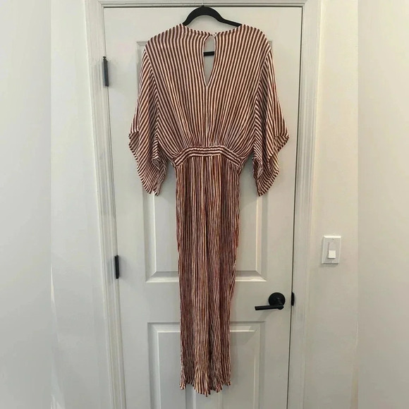 ASO Heidi Klum Faithfull The Brand Tilos Striped Jumpsuit Tie Front Keyhole 6/M - Picture 7 of 9